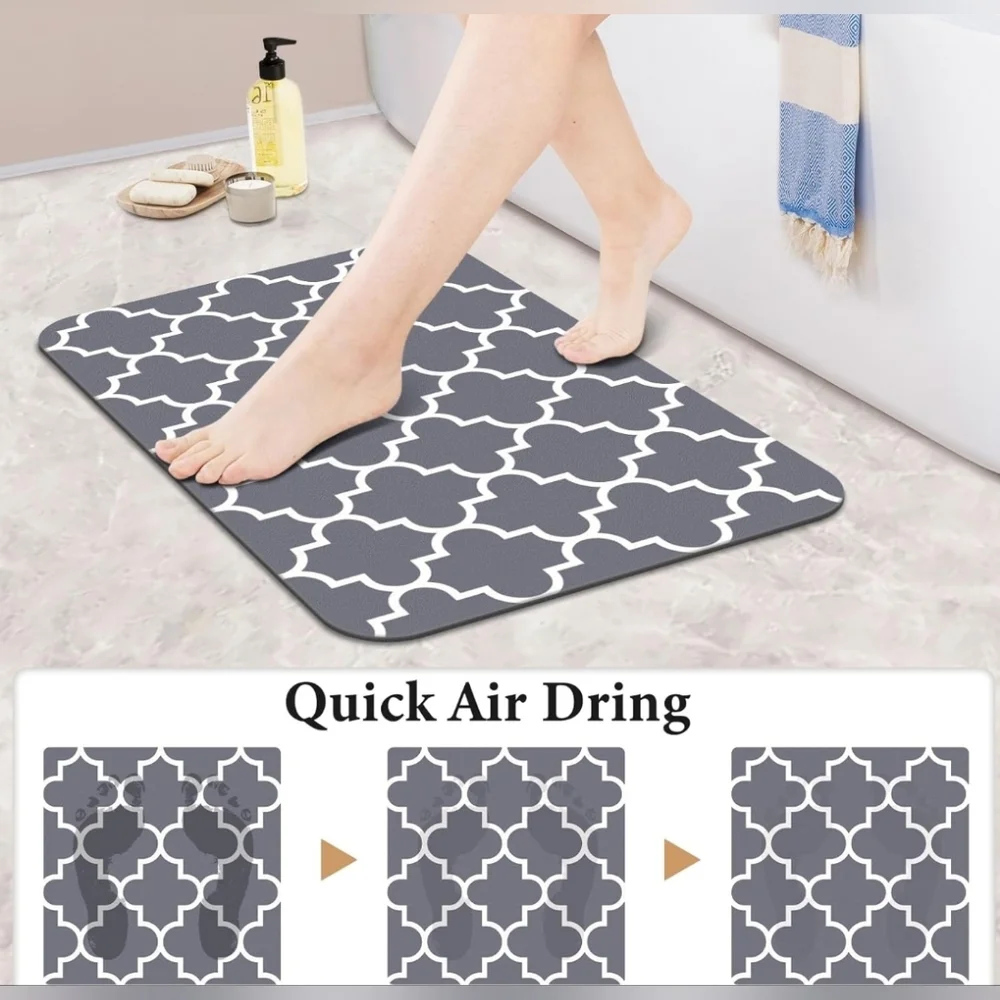 KMAT Bath Mat Super Absorbent Bathroom Rugs Anti-Slip Quick Dry, Grey 16